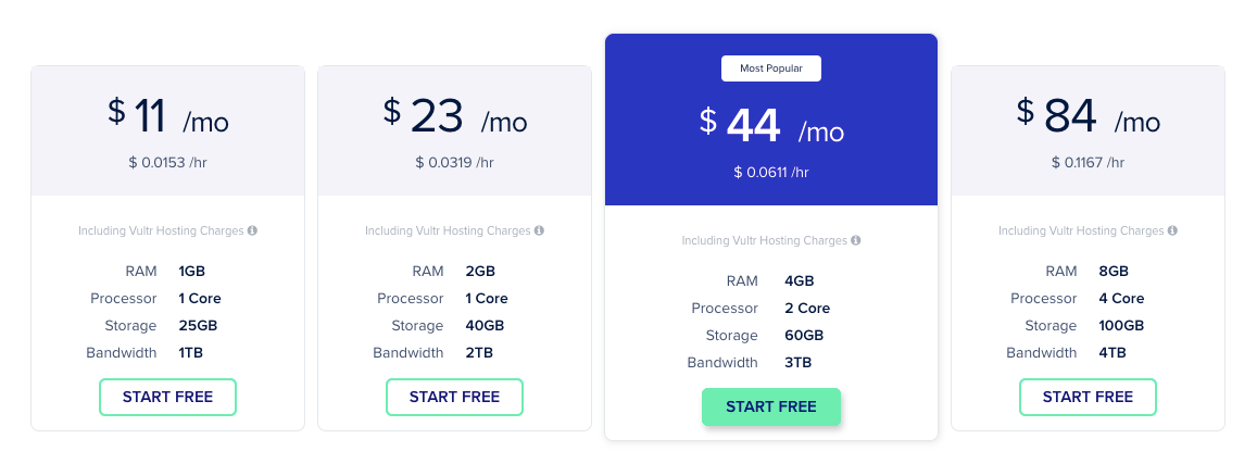 Cloudways Vultr Pricing