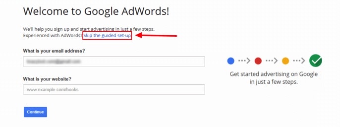 Skip Guided Setup AdWords Skip Guided Setup AdWords
