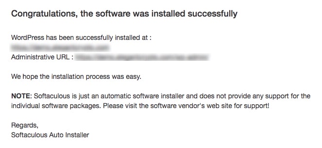 SiteGround WordPress Successfully Installed