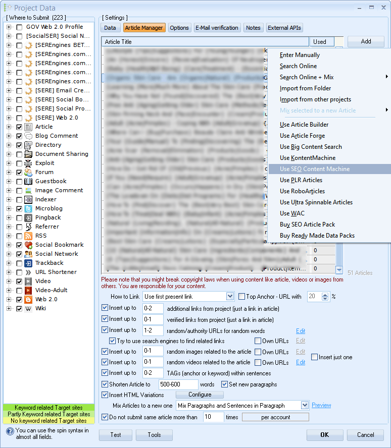 GSA SER Article Manager