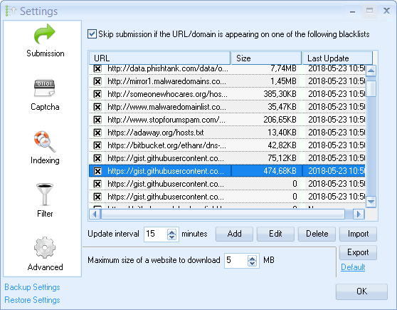 GSA SER Blacklist Filter