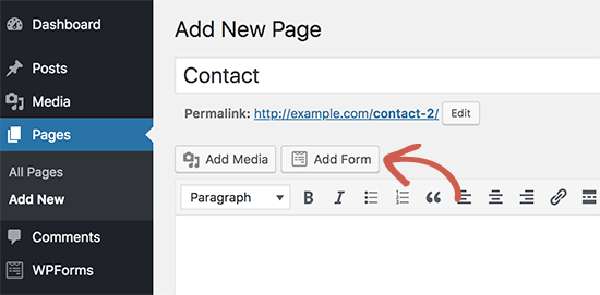 WPForms Add Form