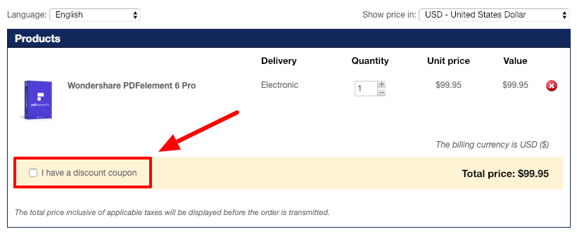 Wondershare PDFelement Checkout
