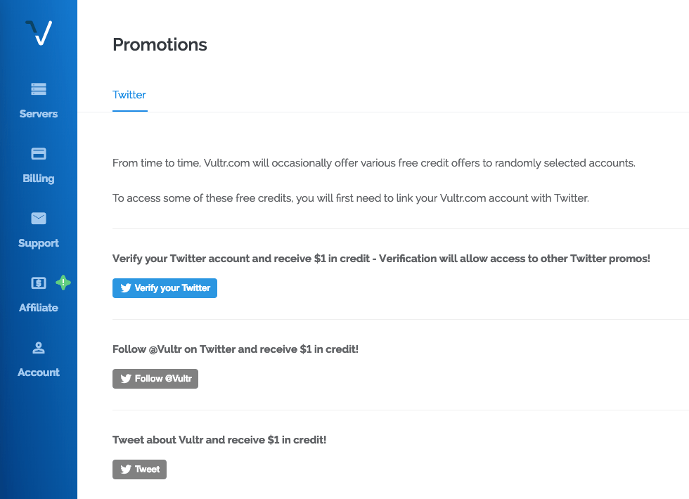 Vultr Twitter Credits