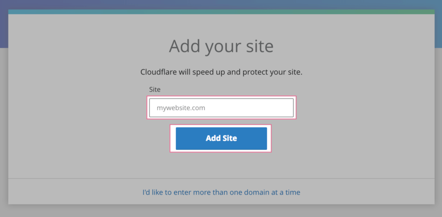 Cloudflare Add Site