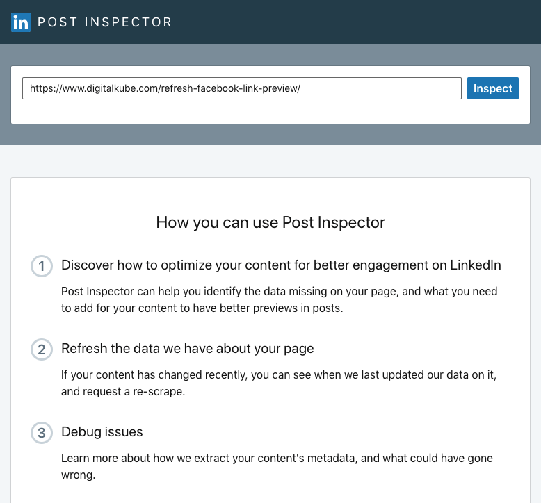 LinkedIn Post Inspector Page