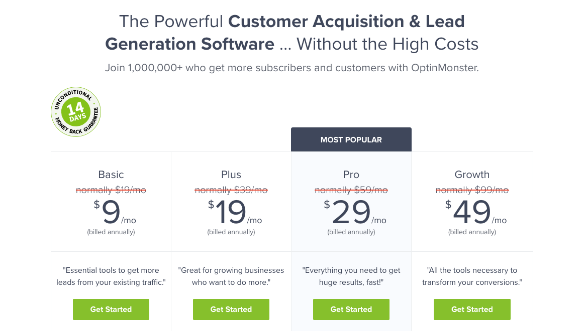 OptinMonster Pricing