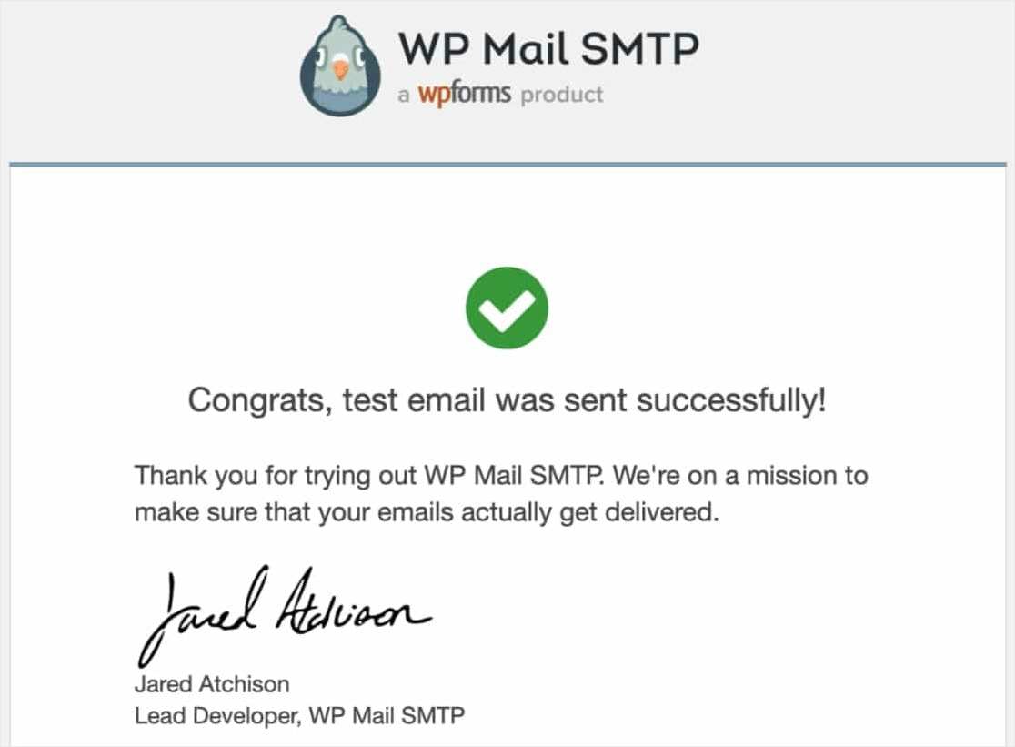 WP Mail SMTP Test Email