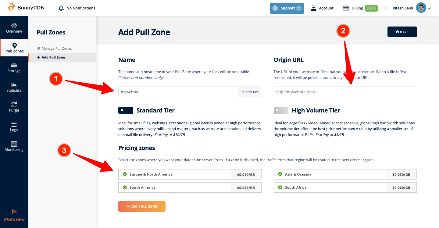 BunnyCDN Pull Zone Config