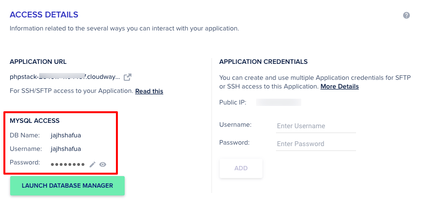 Cloudways Flarum MySQL Details