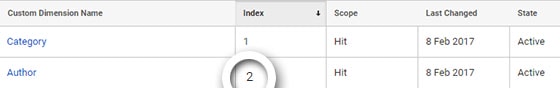 Google Analytics Author Index Number