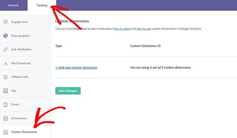 Monster Insights Custom Dimensions