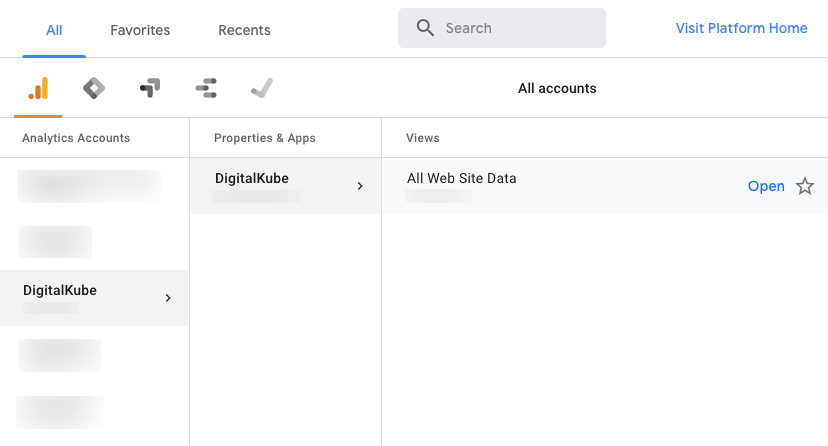 Select Google Analytics Property