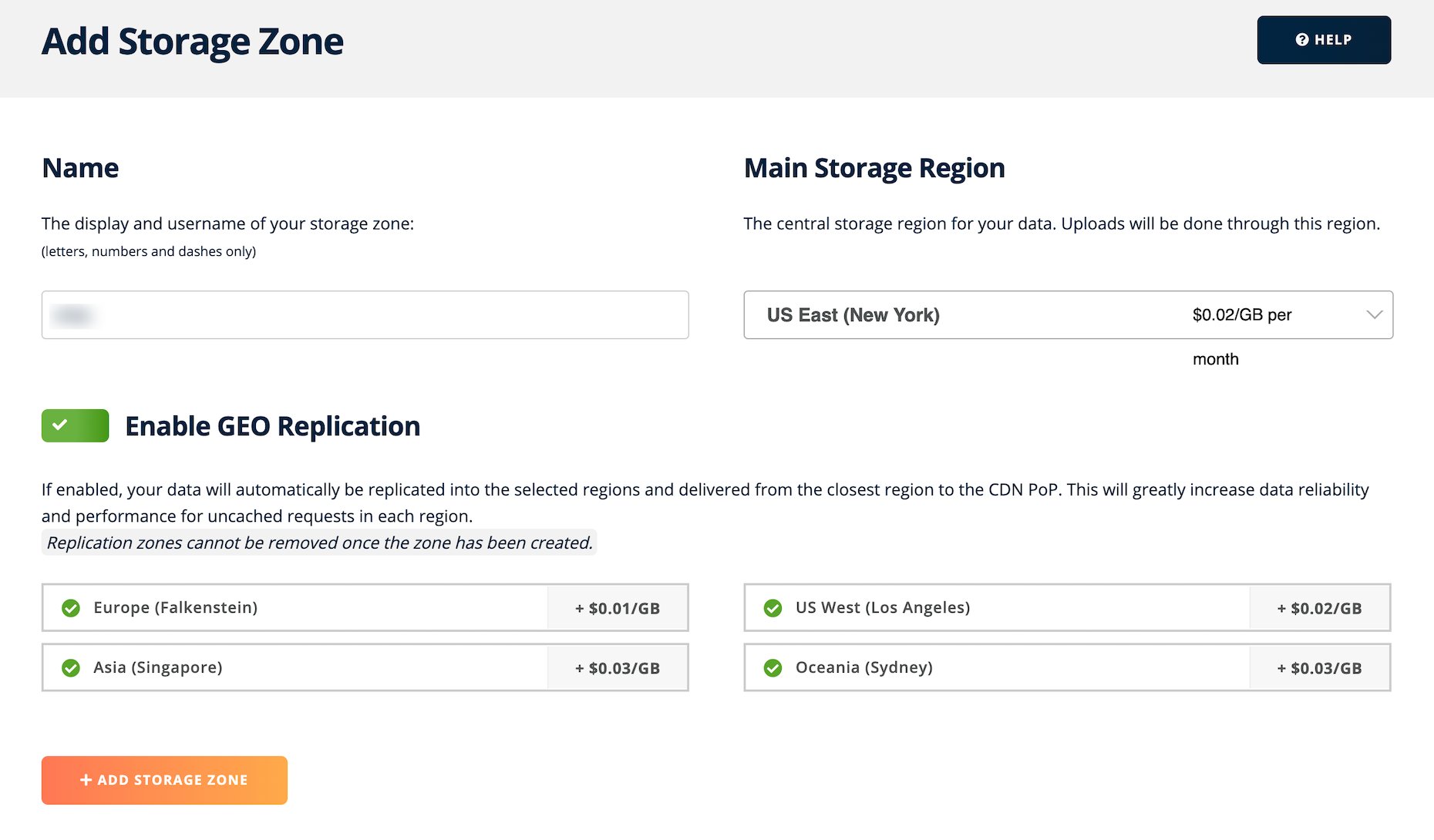 BunnyCDN Storage Zone
