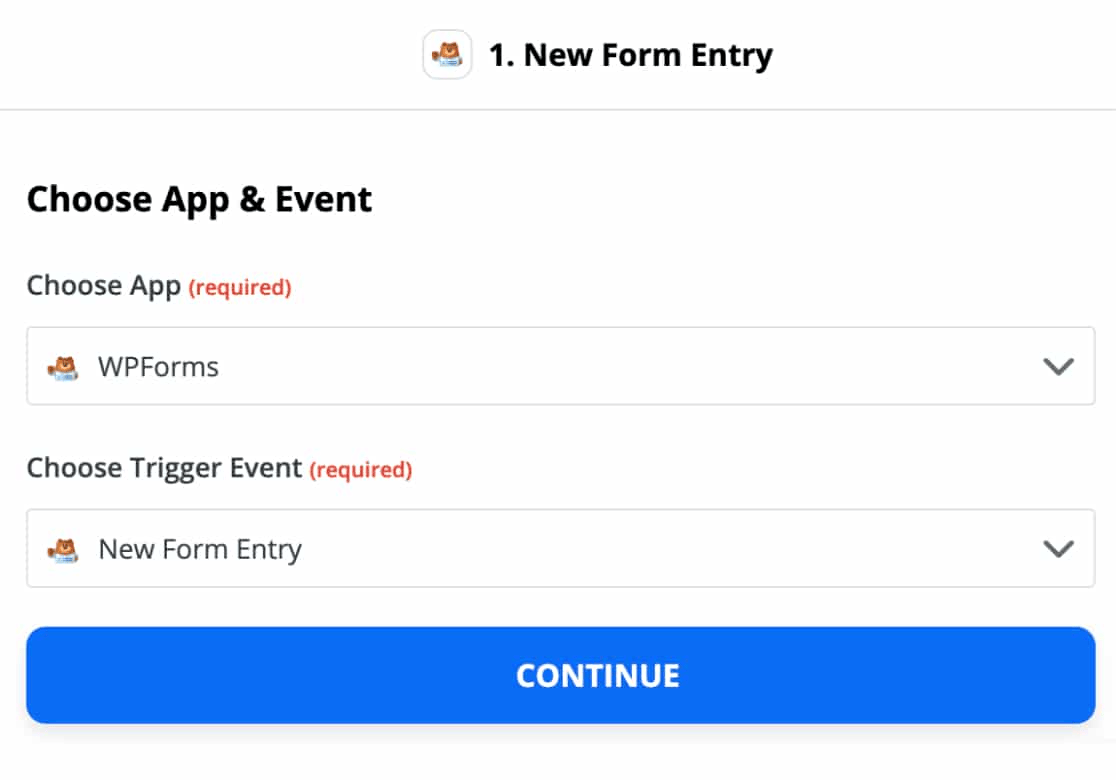 Trigger options for WPForms in Zapier