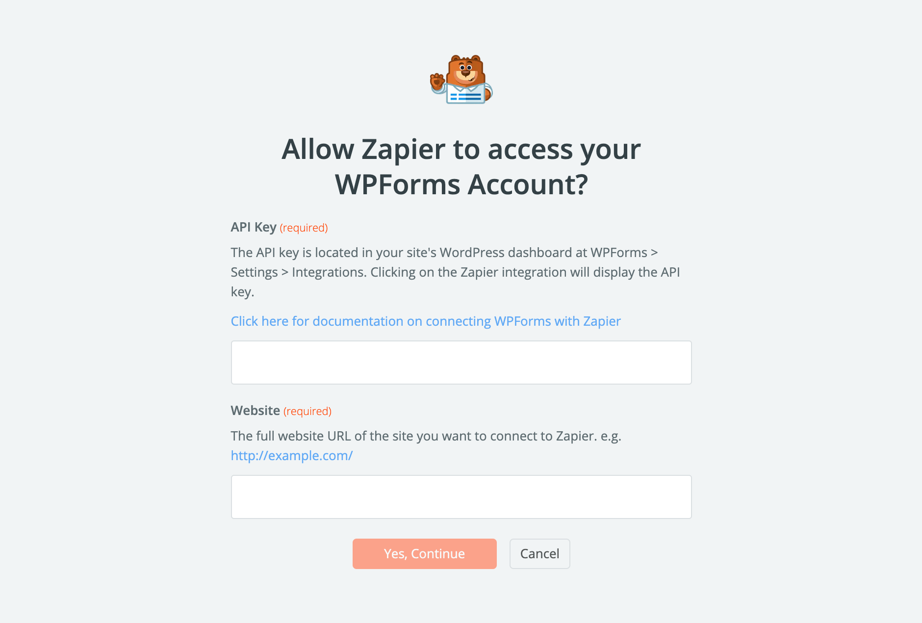 Zapier WPForms Authentication