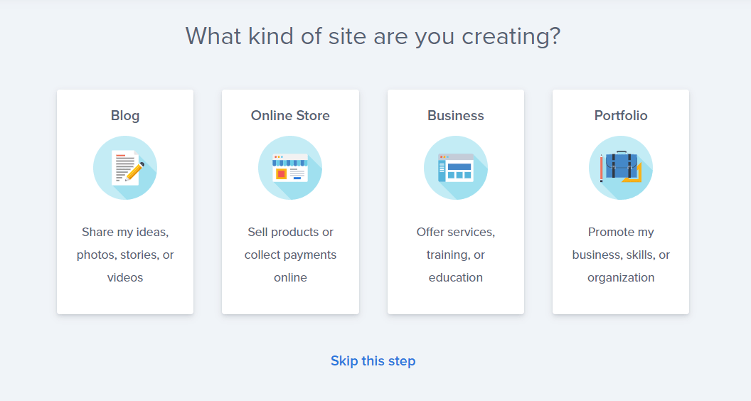 Bluehost Site Type