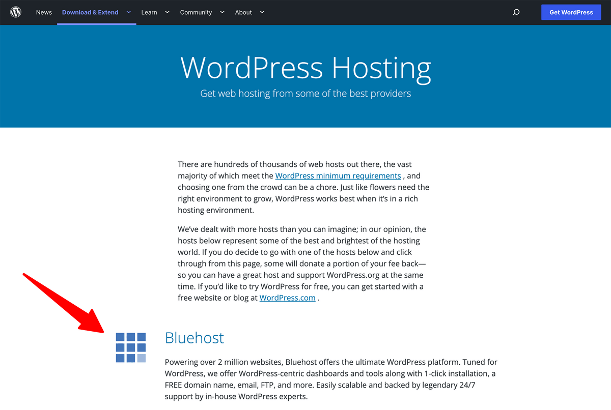 Bluehost is a WordPress Recommended Hosting